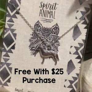 Free With $25 Purchase New “Spirit Animal” Wolf Necklace-Silver Toned Adj Chain-